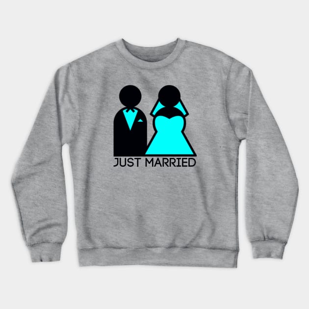 Just Married Newlyweds in Cyan Crewneck Sweatshirt by TheDaintyTaurus